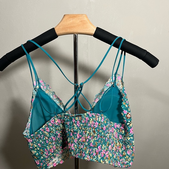 Teal/Floral Longline Lace Bralette from Victoria’s Secret PINK - Picture 2 of 4